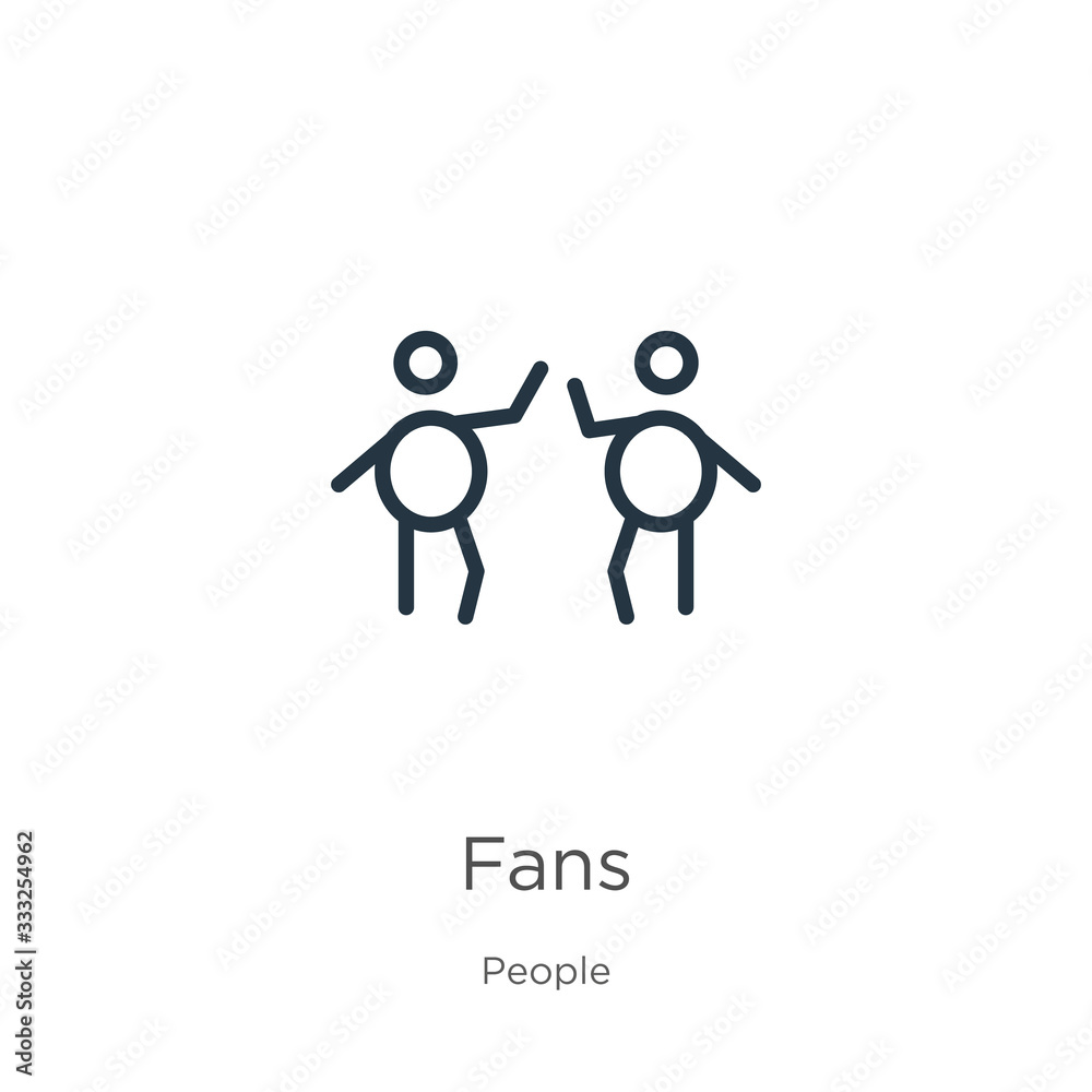 Fans icon. Thin linear fans outline icon isolated on white background from people collection. Line vector sign, symbol for web and mobile Fans icon. Thin linear fans outline icon isolated on white background from people collection. Line vector sign, symbol for web and mobile