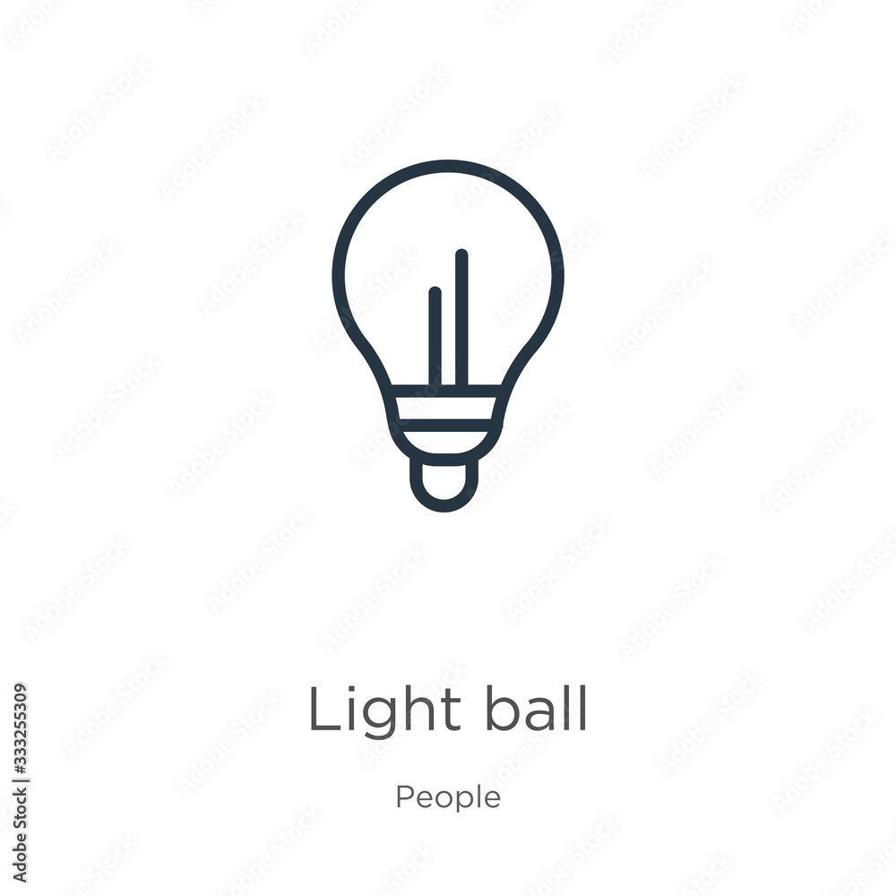 Light ball icon. Thin linear light ball outline icon isolated on white background from people collection. Line vector sign, symbol for web and mobile Light ball icon. Thin linear light ball outline icon isolated on white background from people collection. Line vector sign, symbol for web and mobile