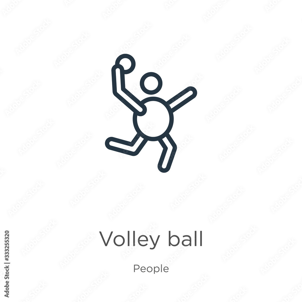 Volley ball icon. Thin linear volley ball outline icon isolated on white background from people collection. Line vector sign, symbol for web and mobile Volley ball icon. Thin linear volley ball outline icon isolated on white background from people collection. Line vector sign, symbol for web and mobile