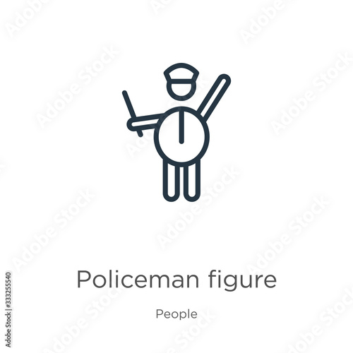 Policeman figure icon. Thin linear policeman figure outline icon isolated on white background from people collection. Line vector sign, symbol for web and mobile