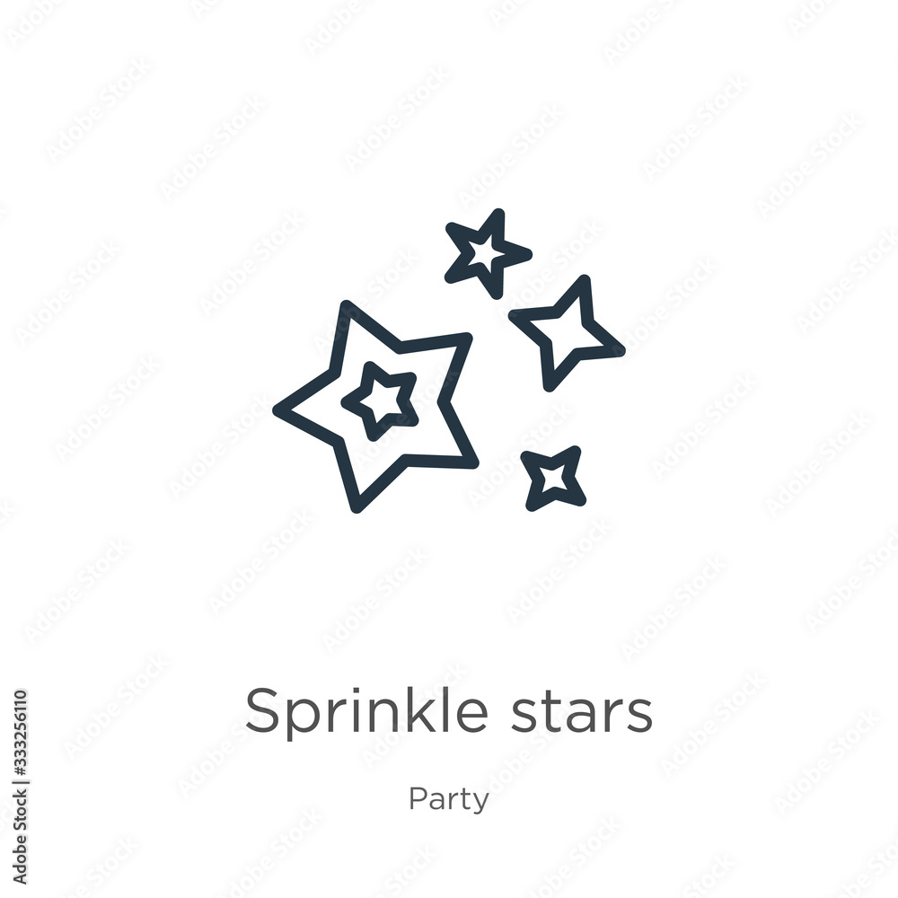 Sprinkle stars icon. Thin linear sprinkle stars outline icon isolated on white background from party collection. Line vector sign, symbol for web and mobile