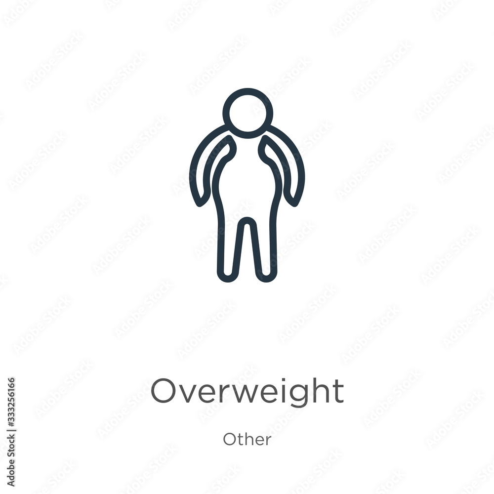 Overweight icon. Thin linear overweight outline icon isolated on white background from other collection. Line vector sign, symbol for web and mobile Overweight icon. Thin linear overweight outline icon isolated on white background from other collection. Line vector sign, symbol for web and mobile