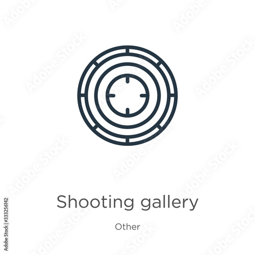 Shooting gallery icon. Thin linear shooting gallery outline icon isolated on white background from other collection. Line vector sign, symbol for web and mobile