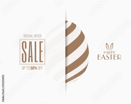 Gold colored paper cut easter sale banner