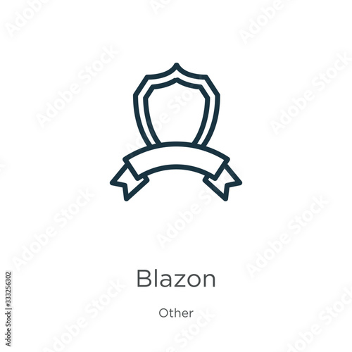 Blazon icon. Thin linear blazon outline icon isolated on white background from other collection. Line vector sign, symbol for web and mobile