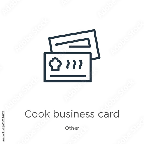 Cook business card icon. Thin linear cook business card outline icon isolated on white background from other collection. Line vector sign, symbol for web and mobile