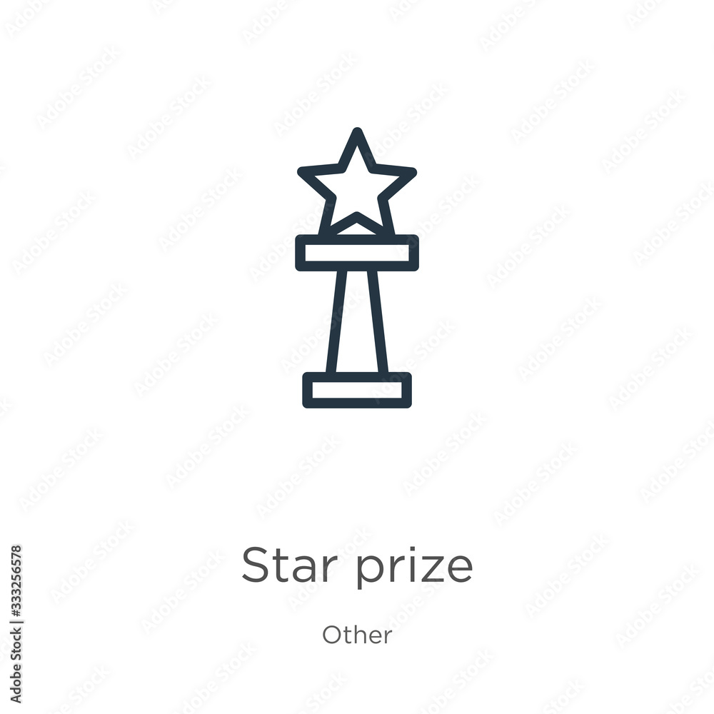 Star prize icon. Thin linear star prize outline icon isolated on white background from other collection. Line vector sign, symbol for web and mobile Star prize icon. Thin linear star prize outline icon isolated on white background from other collection. Line vector sign, symbol for web and mobile