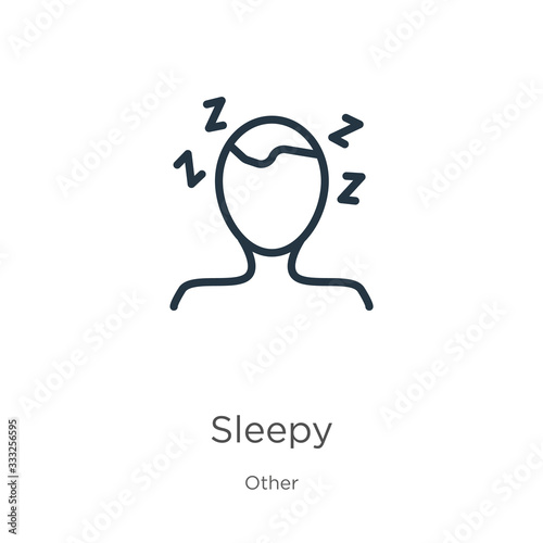 Sleepy icon. Thin linear sleepy outline icon isolated on white background from other collection. Line vector sign, symbol for web and mobile