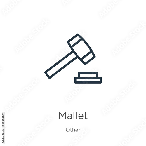 Mallet icon. Thin linear mallet outline icon isolated on white background from other collection. Line vector sign, symbol for web and mobile