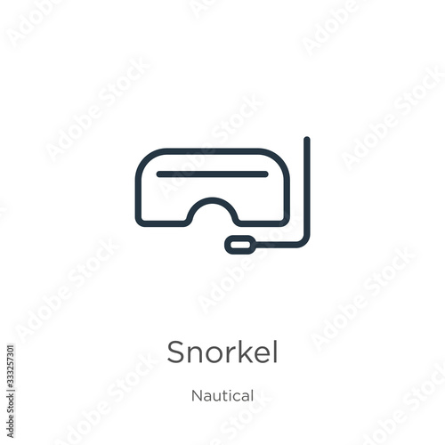 Snorkel icon. Thin linear snorkel outline icon isolated on white background from nautical collection. Line vector sign, symbol for web and mobile