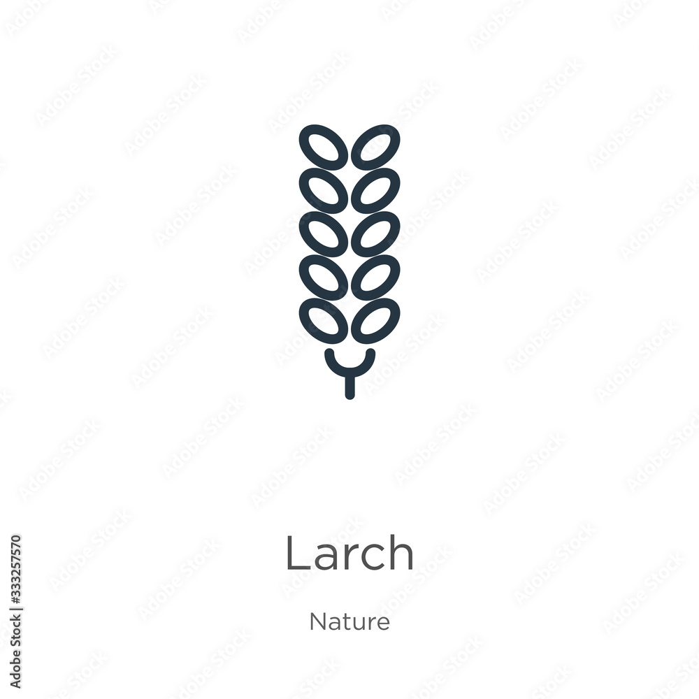 Larch icon. Thin linear larch outline icon isolated on white background from nature collection. Line vector sign, symbol for web and mobile Larch icon. Thin linear larch outline icon isolated on white background from nature collection. Line vector sign, symbol for web and mobile