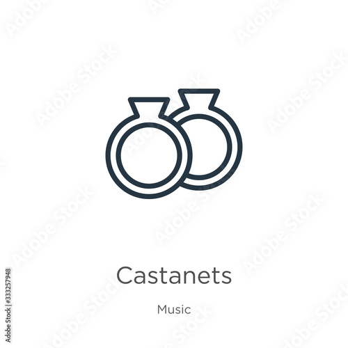 Castanets icon. Thin linear castanets outline icon isolated on white background from music collection. Line vector sign, symbol for web and mobile