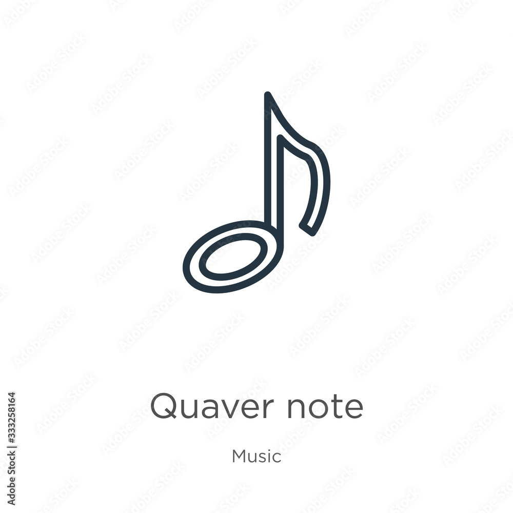Quaver note icon. Thin linear quaver note outline icon isolated on white background from music collection. Line vector sign, symbol for web and mobile Quaver note icon. Thin linear quaver note outline icon isolated on white background from music collection. Line vector sign, symbol for web and mobile
