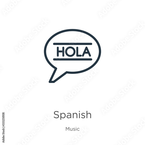 Spanish icon. Thin linear spanish outline icon isolated on white background from music collection. Line vector sign, symbol for web and mobile