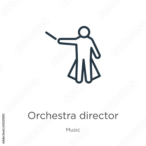 Orchestra director icon. Thin linear orchestra director outline icon isolated on white background from music collection. Line vector sign, symbol for web and mobile