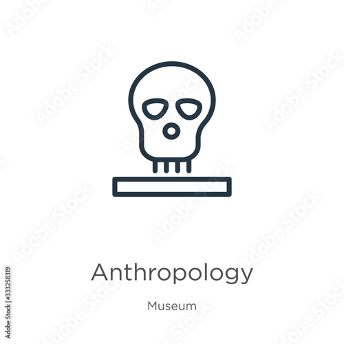 Anthropology icon. Thin linear anthropology outline icon isolated on white background from museum collection. Line vector sign, symbol for web and mobile