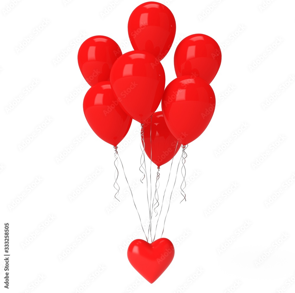 3D render Balloon with heart