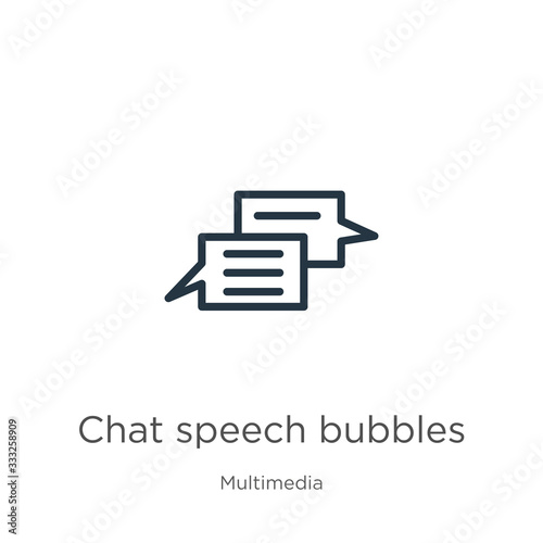 Chat speech bubbles icon. Thin linear chat speech bubbles outline icon isolated on white background from multimedia collection. Line vector sign, symbol for web and mobile