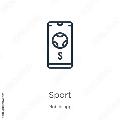 Sport icon. Thin linear sport outline icon isolated on white background from mobile app collection. Line vector sign, symbol for web and mobile