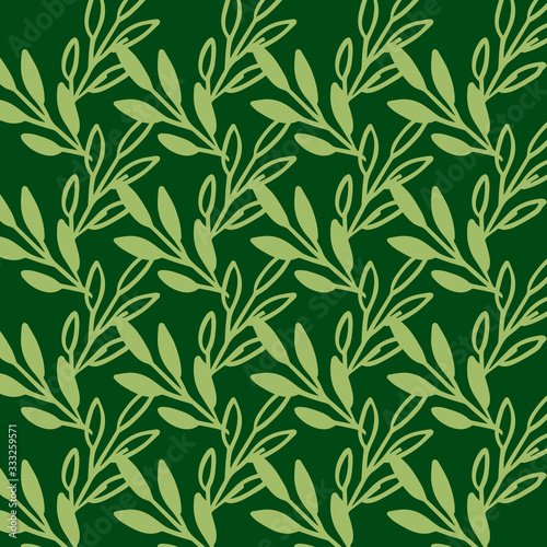 Vector Seamless pattern leaves green color  Botanical Floral Decoration Texture