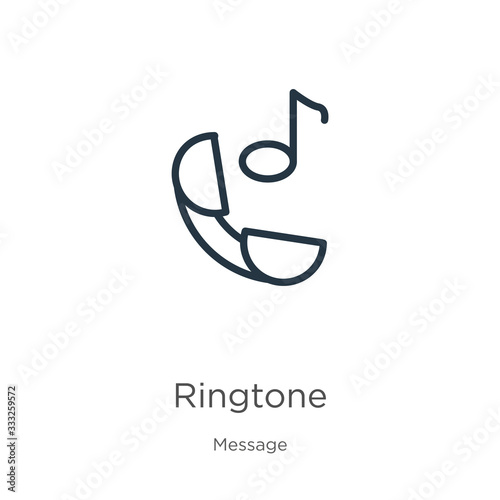 Ringtone icon. Thin linear ringtone outline icon isolated on white background from message collection. Line vector sign, symbol for web and mobile