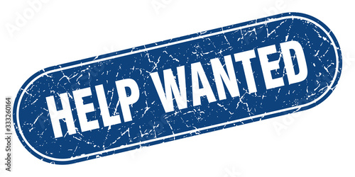 help wanted sign. help wanted grunge blue stamp. Label