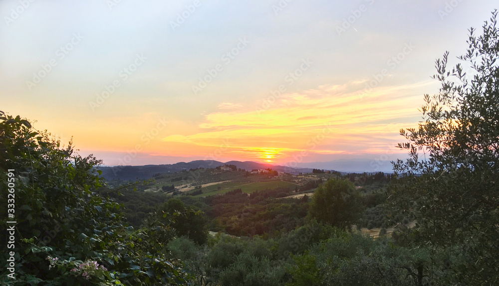 Summer Sunset in Tuscany, Italy