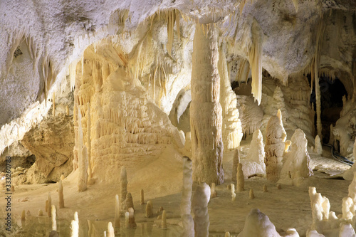 Genga (AN), Italy - January 1, 2019: Frasassi caves inside,  Genga, Ancona, Marche, Italy