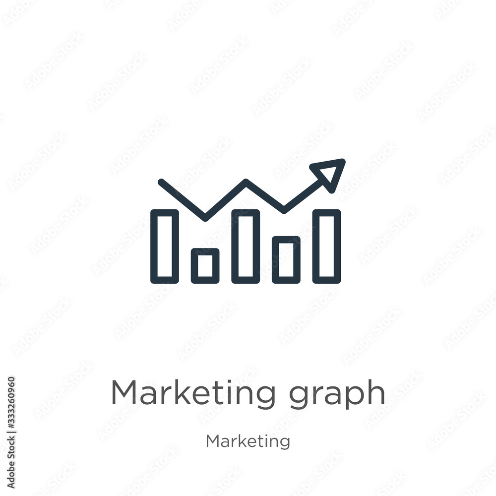 Marketing graph icon. Thin linear marketing graph outline icon isolated on white background from marketing collection. Line vector sign, symbol for web and mobile Marketing graph icon. Thin linear marketing graph outline icon isolated on white background from marketing collection. Line vector sign, symbol for web and mobile