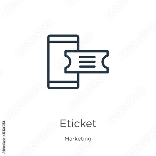 Eticket icon. Thin linear eticket outline icon isolated on white background from marketing collection. Line vector sign, symbol for web and mobile