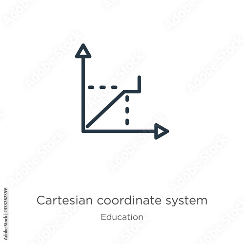 Cartesian coordinate system icon. Thin linear cartesian coordinate system outline icon isolated on white background from education collection. Line vector sign, symbol for web and mobile