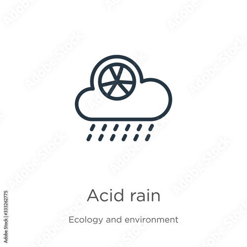 Acid rain icon. Thin linear acid rain outline icon isolated on white background from ecology and environment collection. Line vector sign, symbol for web and mobile
