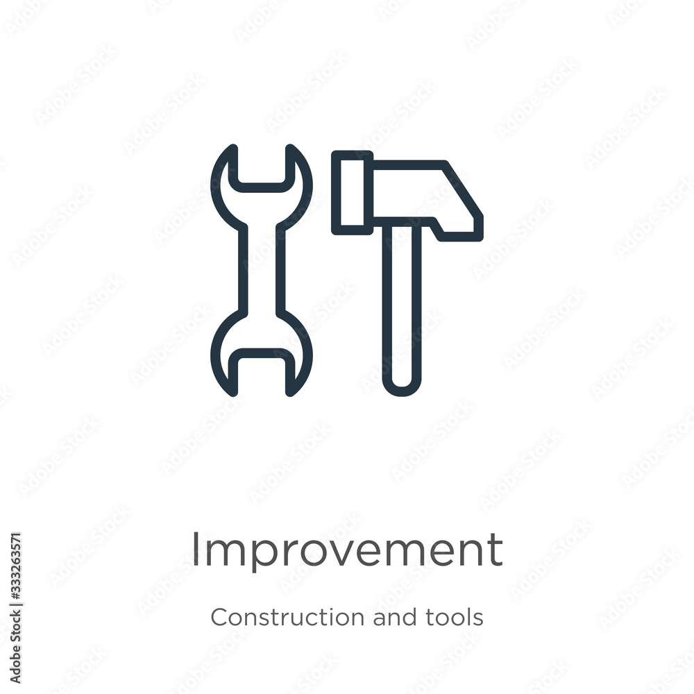 Improvement icon. Thin linear improvement outline icon isolated on white background from construction and tools collection. Line vector sign, symbol for web and mobile