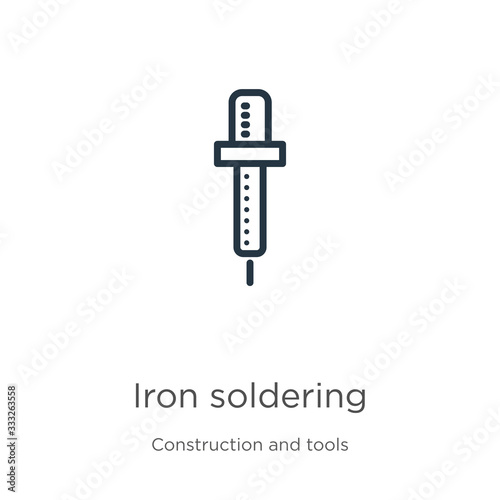 Iron soldering icon. Thin linear iron soldering outline icon isolated on white background from construction and tools collection. Line vector sign, symbol for web and mobile