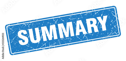 summary stamp. summary vintage blue label. Sign