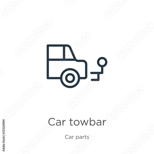 Car towbar icon. Thin linear car towbar outline icon isolated on white background from car parts collection. Line vector sign, symbol for web and mobile