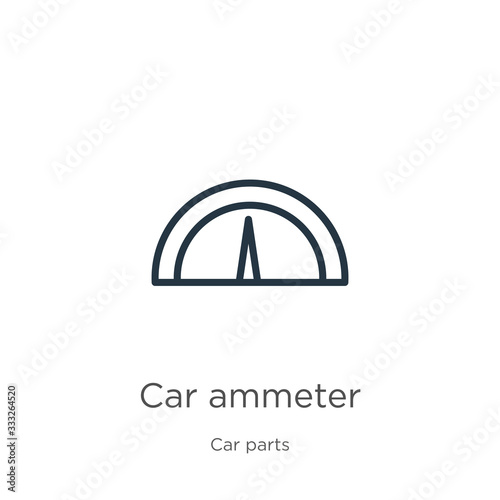 Car ammeter icon. Thin linear car ammeter outline icon isolated on white background from car parts collection. Line vector sign, symbol for web and mobile