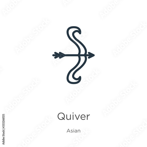 Quiver icon. Thin linear quiver outline icon isolated on white background from asian collection. Line vector sign  symbol for web and mobile