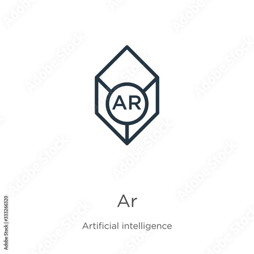 Free Download Ar icon. Thin linear ar outline icon isolated on white background from augmented reality collection. Line vector sign, symbol for web and mobile - GFXLoad