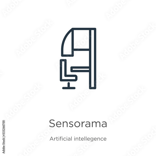 Sensorama icon. Thin linear sensorama outline icon isolated on white background from artificial intellegence and future technology collection. Line vector sign, symbol for web and mobile