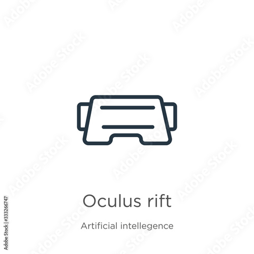 Oculus rift icon. Thin linear oculus rift outline icon isolated on white background from artificial intellegence and future technology collection. Line vector sign, symbol for web and mobile
