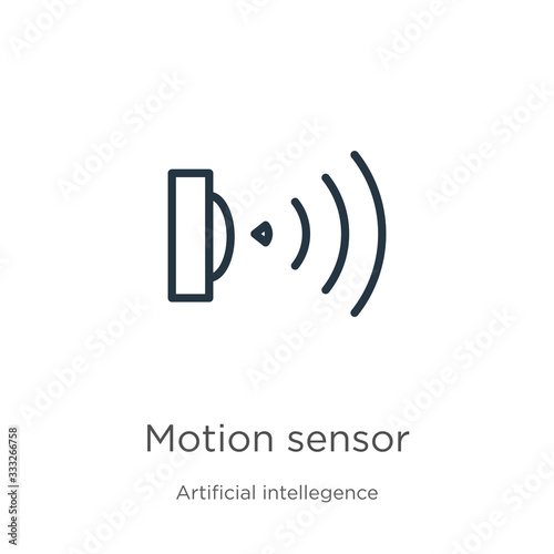 Motion sensor icon. Thin linear motion sensor outline icon isolated on white background from artificial intellegence and future technology collection. Line vector sign, symbol for web and mobile