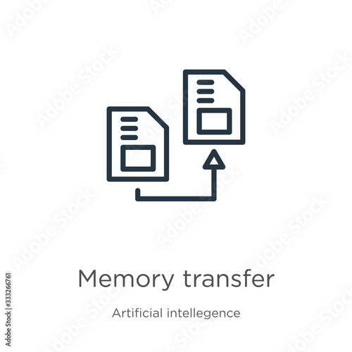Memory transfer icon. Thin linear memory transfer outline icon isolated on white background from artificial intellegence and future technology collection. Line vector sign, symbol for web and mobile