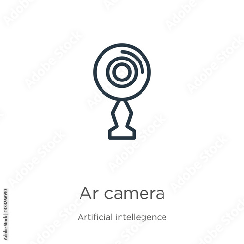 Ar camera icon. Thin linear ar camera outline icon isolated on white background from artificial intellegence and future technology collection. Line vector sign, symbol for web and mobile