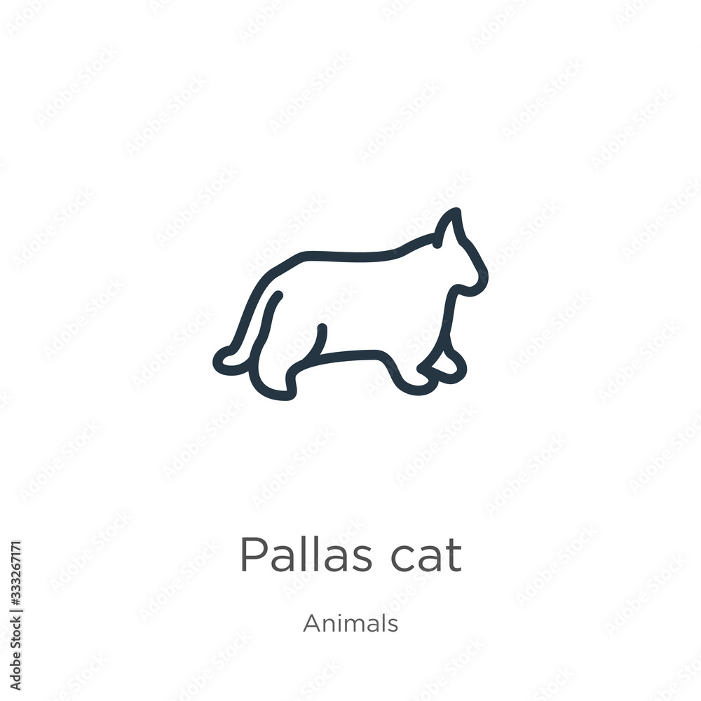 Pallas cat icon. Thin linear pallas cat outline icon isolated on white background from animals collection. Line vector sign, symbol for web and mobile
