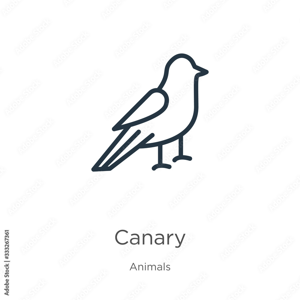 Obraz premium Canary icon. Thin linear canary outline icon isolated on white background from animals collection. Line vector sign, symbol for web and mobile