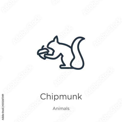 Chipmunk icon. Thin linear chipmunk outline icon isolated on white background from animals collection. Line vector sign, symbol for web and mobile