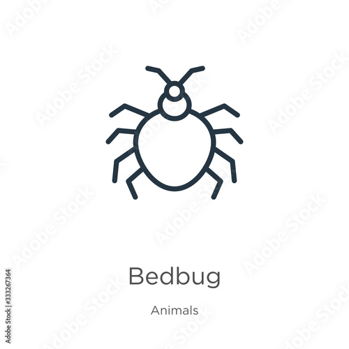 Bedbug icon. Thin linear bedbug outline icon isolated on white background from animals collection. Line vector sign, symbol for web and mobile