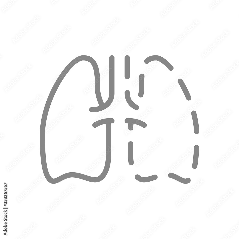 Lungs amputation line icon. One lung, diseases internal organ symbol Lungs amputation line icon. One lung, diseases internal organ symbol