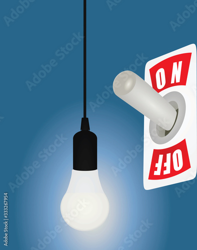 White metallic switch with bulb. vector illustration